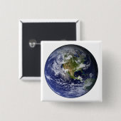 北米を示す全地球 缶バッジ (正面&裏面)