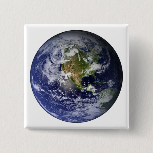 北米を示す全地球 缶バッジ (正面)