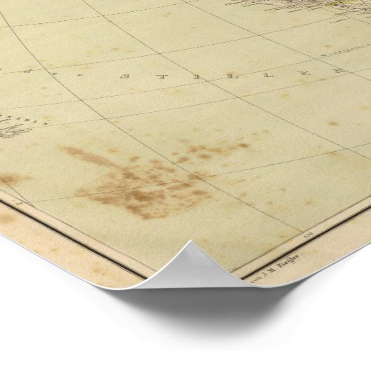 北米アトラスの地図とインディアンの部族 ポスター (角)