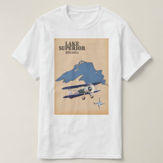 北米スペリオル湖地図 Tシャツ (デザイン正面)