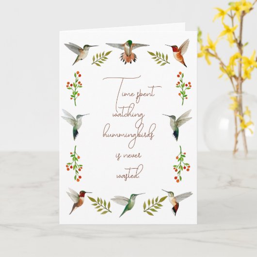 北米ハミングバード カード (黄色い花)