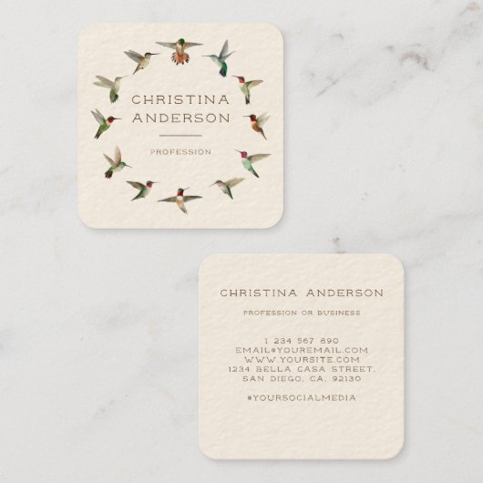 北米ハミングバード スクエア名刺 (正面/裏面)