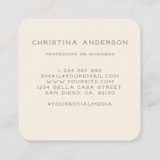 北米ハミングバード スクエア名刺 (裏面)