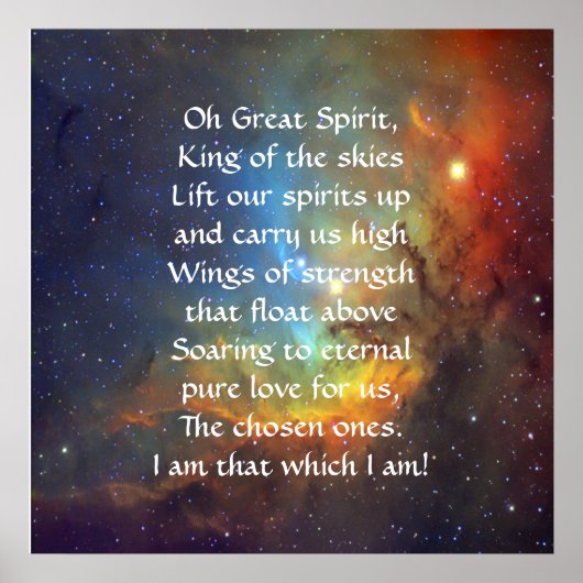 北米先住民インディアン祈りの言葉 ポスター (正面)