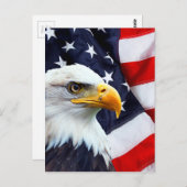北米国旗に掲げた北アメリカのハゲのワシ ポストカード (正面/裏面)