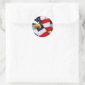 北米国旗に掲げた北アメリカのハゲのワシ ラウンドシール (バッグ)