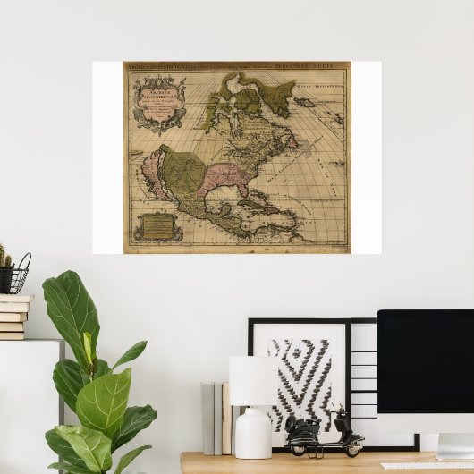 北米地図1694年 ポスター (ホームオフィス)