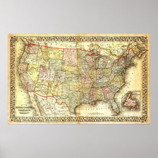 北米地図 ポスター