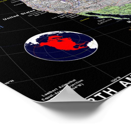 北米地図 ポスター (角)