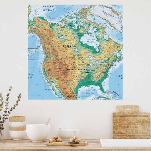北米地図 ポスター (キッチン)