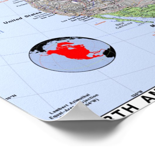 北米地図 ポスター (角)