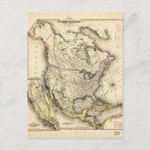 北米地図(1850年) ポストカード