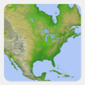 北米地形図 スクエアシール (正面)