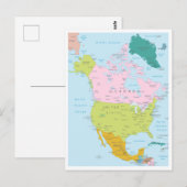 北米大陸の詳細地図 ポストカード (正面/裏面)