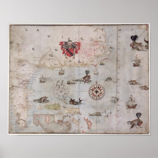 北米東部の地図 ポスター (正面)