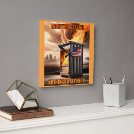 北米統一：立ち上がる煙 スクエア壁時計