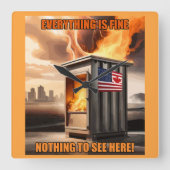 北米統一：立ち上がる煙 スクエア壁時計 (正面)