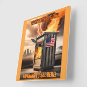 北米統一：立ち上がる煙 スクエア壁時計 (傾斜)