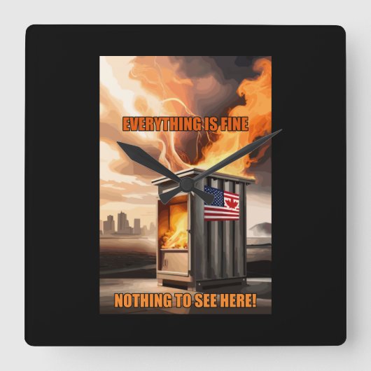 北米統一：立ち上がる煙 スクエア壁時計 (正面)