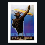 北米表現 ポスター<br><div class="desc">1930年代のイタリアンs.s.の旗艦を示すラインの大西洋サービスのためのヴィンテージ海ライナーのポスター。レックスは自由の女神を通り過ぎていた。</div>