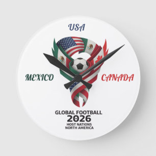 北米2026年ワールドカップ 壁掛け時計 ラウンド壁時計