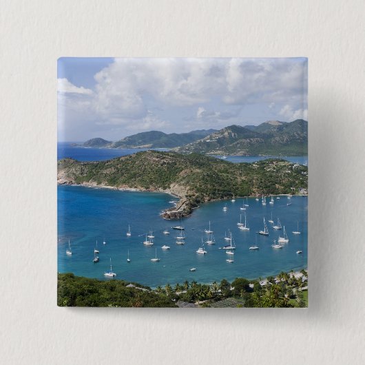 北米、アンテカリブのィグア。英語 缶バッジ (正面)