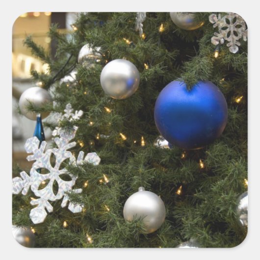 北米.ツリー上のクリスマスの装飾。 スクエアシール (正面)