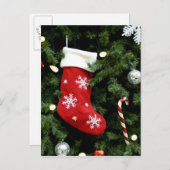 北米.ツリー上のクリスマスの装飾。3 シーズンポストカード (正面/裏面)