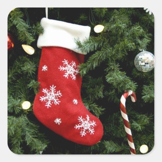 北米.ツリー上のクリスマスの装飾。3 スクエアシール (正面)