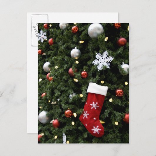 北米。ツリー上のクリスマスの装飾。5 シーズンポストカード (正面/裏面)