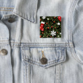 北米。ツリー上のクリスマスの飾り。2 缶バッジ (インサイチュ)