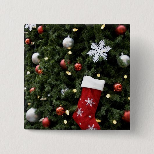 北米。ツリー上のクリスマス飾り。5 缶バッジ (正面)