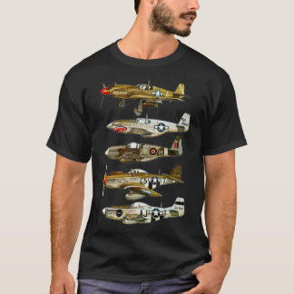 北米P-51マスタング第2次世界大戦クラシック戦闘機T- Tシャツ