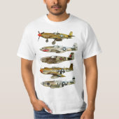 北米P-51マスタング第2次世界大戦戦闘機 Tシャツ (正面)