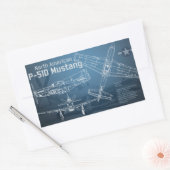 北米P-51Dマスタングの設計図 長方形シール (封筒)