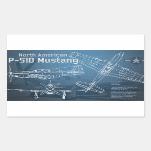 北米P-51Dマスタングの設計図 長方形シール