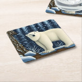北素晴らしの白い熊 スクエアペーパーコースター (アングル)