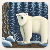 北素晴らしの白い熊 スクエアペーパーコースター (正面)