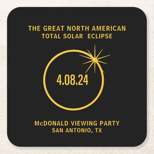 北素晴らし米太陽の皆既食04.08.24 スクエアペーパーコースター (正面)