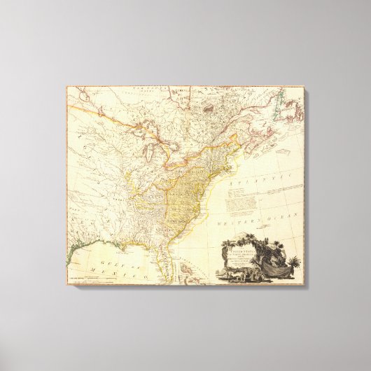 北統一されたアメリカ州地図 キャンバスプリント (正面)
