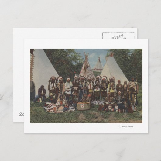 北西のインディアンで捕虜のワウ戦前 ポストカード (正面/裏面)