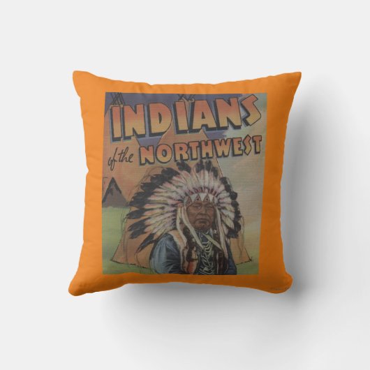 北西のインディアン-インディアンの酋長及びテント小屋 クッション (裏面)