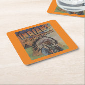 北西のインディアン-インディアンの酋長及びテント小屋 スクエアペーパーコースター (アングル)