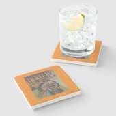 北西のインディアン-インディアンの酋長及びテント小屋 ストーンコースター (横)