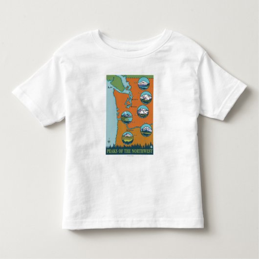 北西のピーク- 5つの山 トドラーTシャツ (正面)