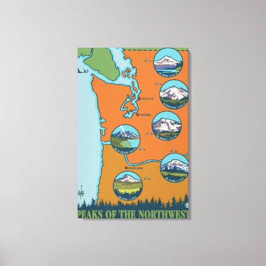 北西のピーク – 5山違う々 キャンバスプリント (正面)