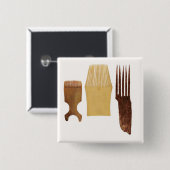 北西アメリカの海岸からのイヌイット族の櫛、 缶バッジ (正面&裏面)