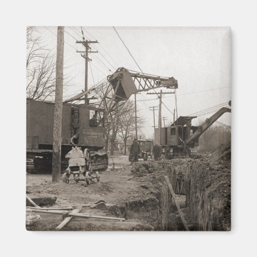 北西クレーン初期クラムシェル写真ヴィンテージ マグネット (正面)