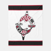 北西海岸のシャチ毛布 フリースブランケット (正面)