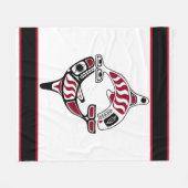 北西海岸のシャチ毛布 フリースブランケット (正面(横))